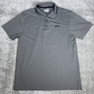 Under Armour Polo Shirt Men's Medium Gray Loose HeatGear Short Sleeve‎ Golf